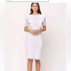 Just Me White‎ Lace Ruffle Dress Size Large